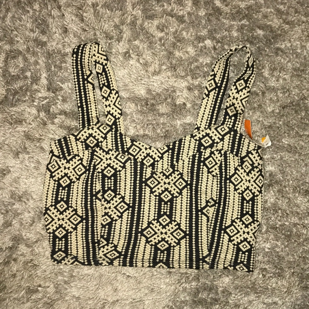 Gold and black patterned crop top